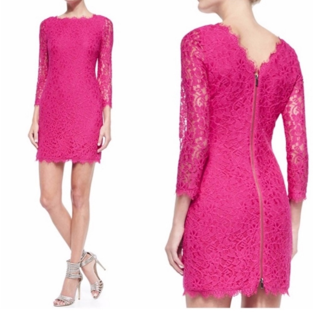 Diane Von Furstenberg Zarita Lace Mini Dress Size 6 - Picture 13 of 14